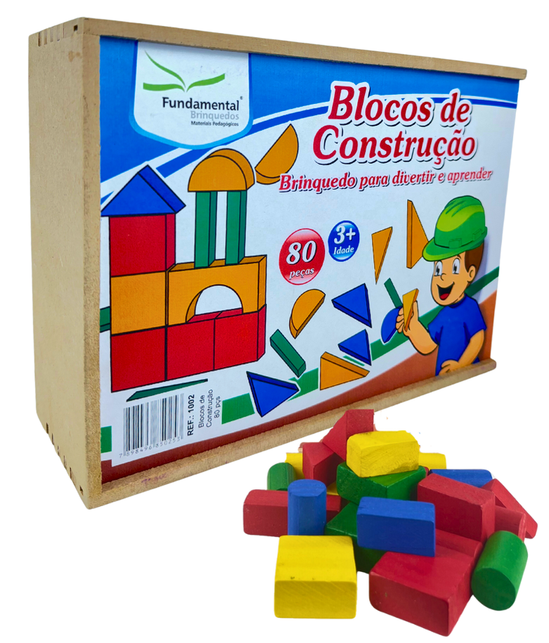 Blocos de Construção 80 peças em Madeira
