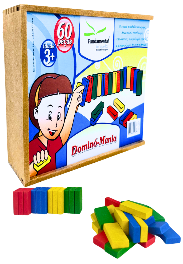Dominó Mania 60 peças em Madeira Colorida