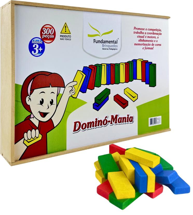 Dominó Mania 300 peças Madeira Colorida