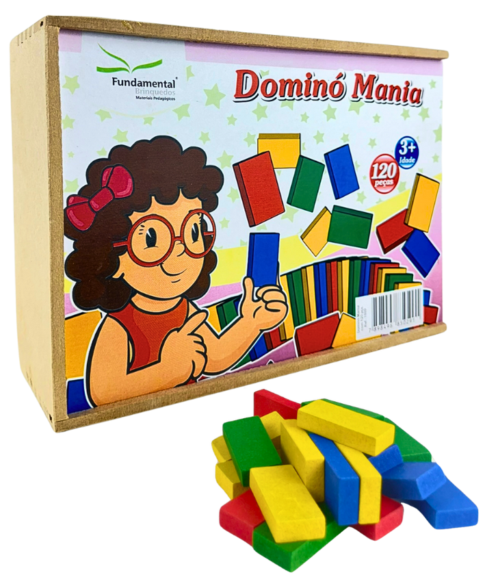 Dominó Mania  120 peças em Madeira Colorida