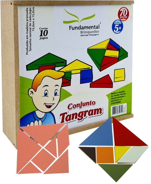 Conjunto Tangram Colorido em MDF