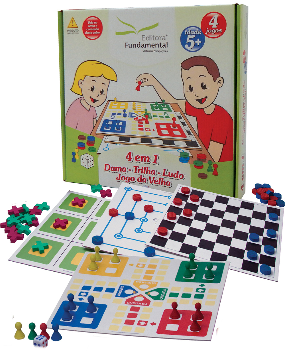 Kit C/ 4 Jogos Tabuleiro Damas Trilha Resta Um Jogo Da Velha - Futura  Brinquedos Educativos