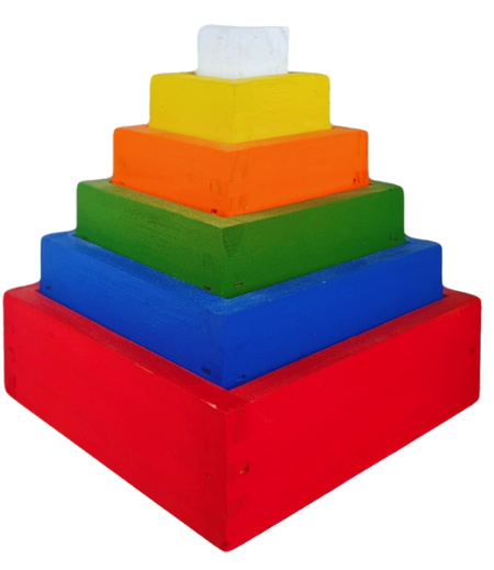 Cubos de Encaixe em Madeira Colorida – 6 peças