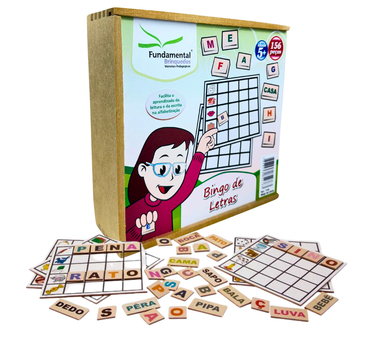 Bingo de Letras em Madeira 156 peças