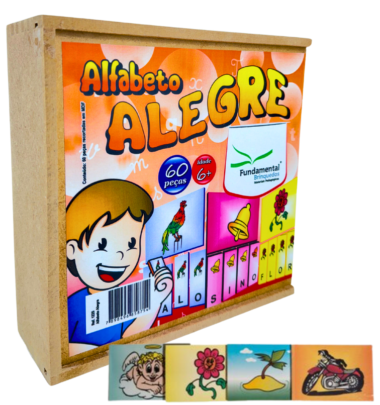 Alfabeto Alegre em Madeira 60 peças