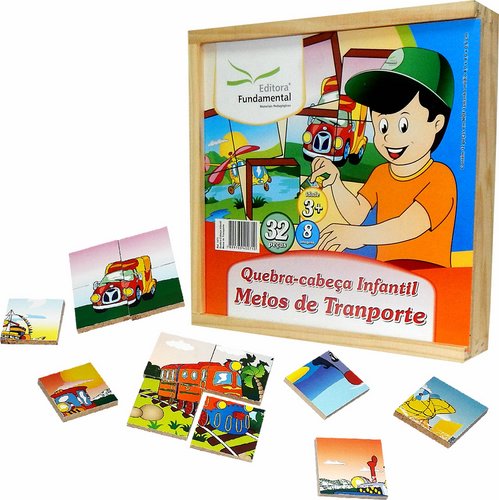 Kit 10 Jogos Quebra Cabeça Infantil Meios De Transporte Mdf