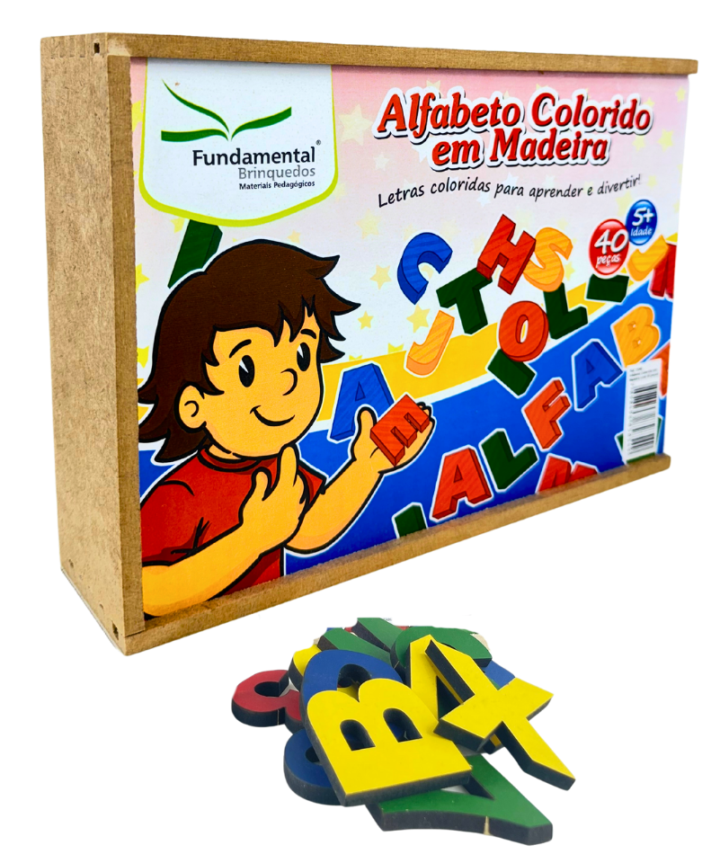 Alfabeto Móvel Colorido em Madeira 40 peças