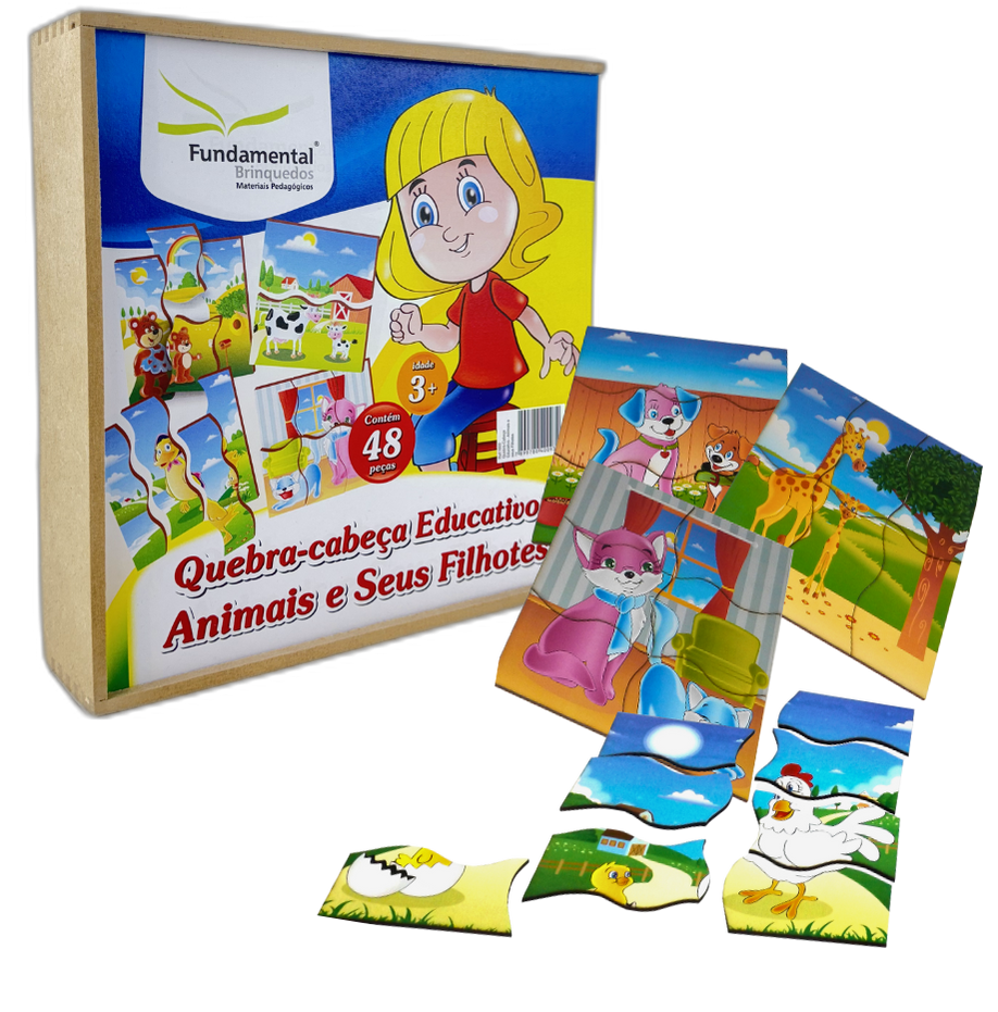 Quebra Cabeça Educativo Animais E Filhotes