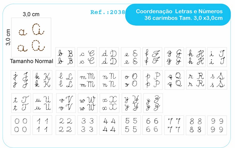 Carimbos Cordenação Motora modelo Letras e Números – 36 un.