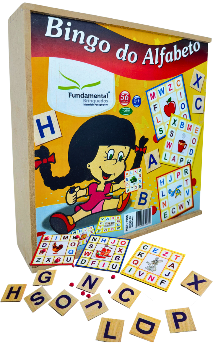 Bingo do Alfabeto em Madeira 56 peças
