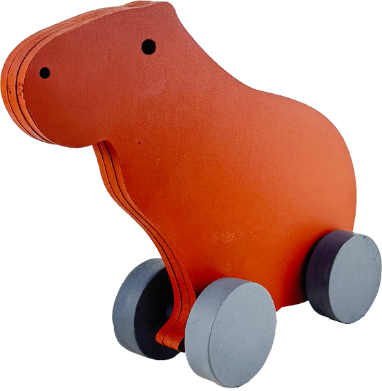 Carrinho de Puxar em Madeira – Capivara