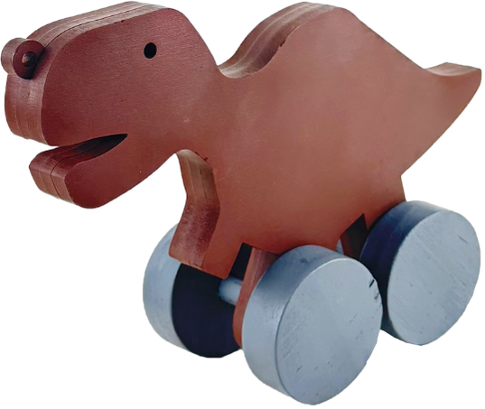 Carrinho de Puxar em Madeira – Dinossauro
