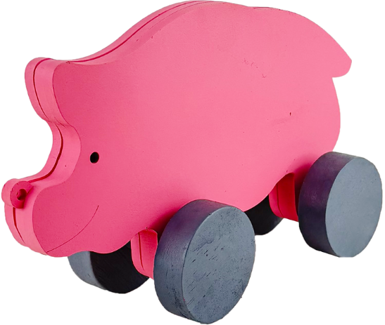 Carrinho de Puxar em Madeira – Porco